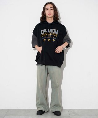 WEGO 【ユニセックス着用ITEM/手洗い可】ロゴノースリーブパーカー ブラック