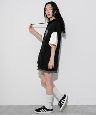 WEGO 【ユニセックス着用ITEM/手洗い可】ロゴノースリーブパーカー ブラック