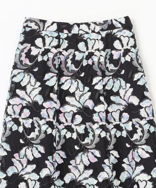 GRACE CONTINENTAL フラワー刺繍プリントスカート ブラック