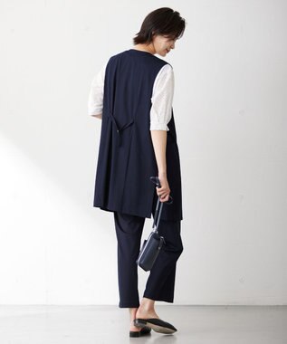 J.PRESS LADIES S ハリプルライトジャージー ロング ジレ ネイビー系