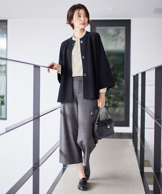 J.PRESS LADIES S 【洗える】アルガンシルクチェック ワイドパンツ ブラウン系3