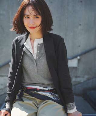 23区 【CanCam掲載】リネンレーヨンストレッチ ダブルジャケット ネイビー系