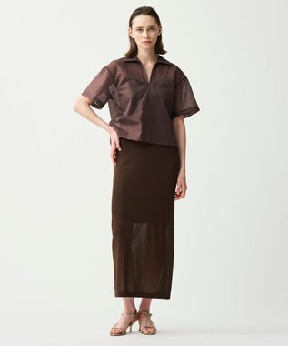 uncrave シアー オーガンジー ショート シャツ ブラウン