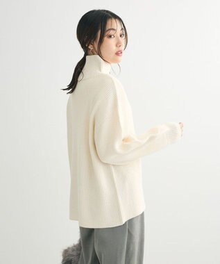 Green Parks ＺＩＰ付き畦ニットチュニック Off White