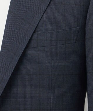 GOTAIRIKU シワになりにくい【御幸毛織/みゆきけおり】DRYSPINNER 平織スーツ_ネイビー格子 ネイビー系×格子