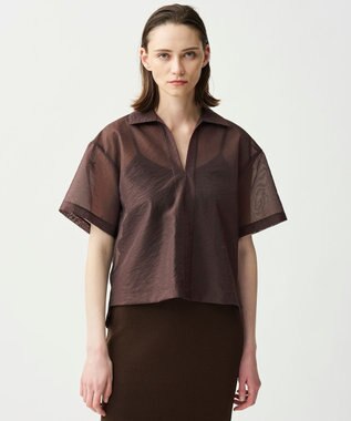 シアー オーガンジー ショート シャツ