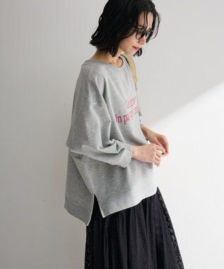 Green Parks 七分袖ロゴ裏毛プルオーバー Gray Mixture