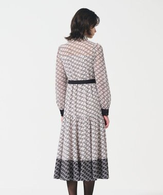 GRACE CONTINENTAL モノグラムプリントレイヤードワンピース ブラック