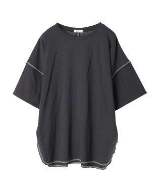 earth music&ecology 配色ステッチチュニックＴ Charcoal Gray