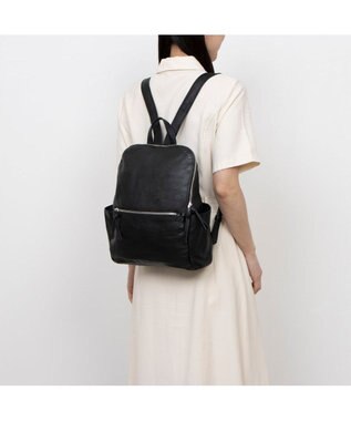 UNBILLION ペルケ perche / ダブルジッパー牛革バックパック ブラック