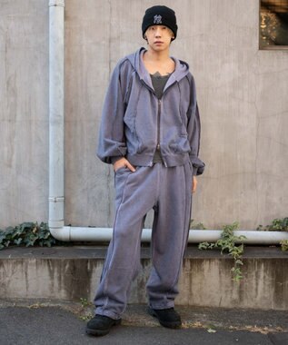 WEGO 【ユニセックス着用ITEM/MLサイズ展開】スウィッチングZIPパーカー ネイビー