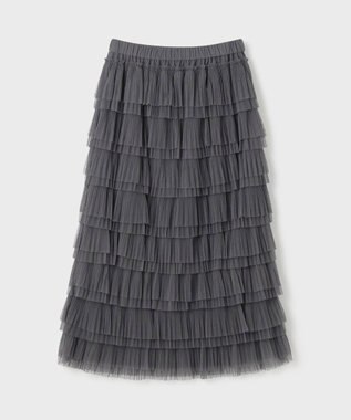 GRACE CONTINENTAL タイトティアードチュールスカート グレー