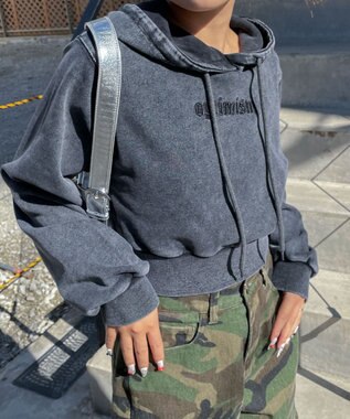 WEGO グラフィックアシッドウォッシュショートプルパーカー 柄1