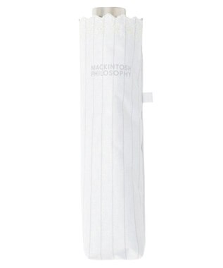 MOONBAT 【軽量】マッキントッシュ フィロソフィー 晴雨兼用日傘 折りたたみ傘 ストライプ／遮光 遮熱 UV ホワイト