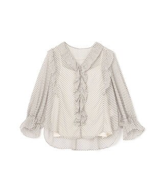 GRACE CONTINENTAL ドットラッフルブラウス ホワイト