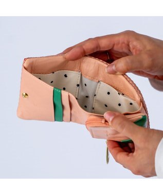 tsumori chisato CARRY エンボスメッシュ 2つ折り財布 ミニ財布 ネコステッチ ピンク