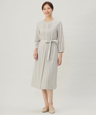 J.PRESS LADIES S 【洗える】ノルディス2wayジョーゼット フロントプリーツ ワンピース ベージュ系