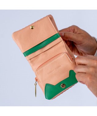 tsumori chisato CARRY エンボスメッシュ 2つ折り財布 ミニ財布 ネコステッチ ピンク