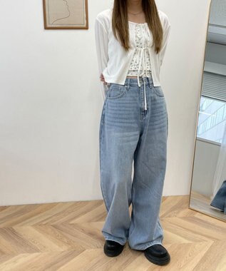 WEGO サマーデニムルーズワイドパンツ デニム淡色