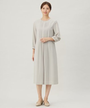 J.PRESS LADIES S 【洗える】ノルディス2wayジョーゼット フロントプリーツ ワンピース ベージュ系