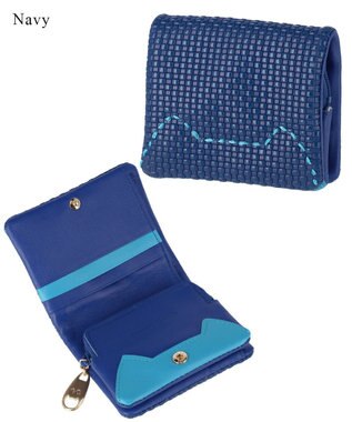 tsumori chisato CARRY エンボスメッシュ 2つ折り財布 ミニ財布 ネコステッチ