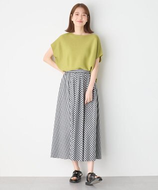 ANY 【ウエストゴム】シャンブレーライクフレアスカート ギンガム