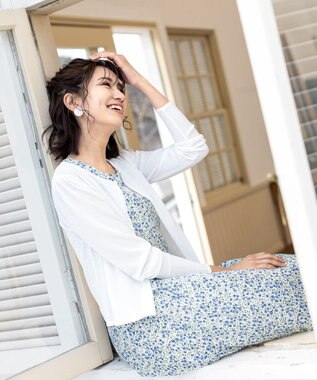 Tiaclasse 【洗える】大人華やかなノースリーブ花柄ワンピース ブルー