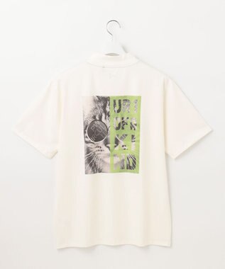 PW CIRCULUS 【MEN】アニマル フォト モックネック シャツ ホワイト系1