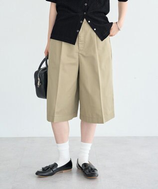earth music&ecology タックハーフパンツ Beige