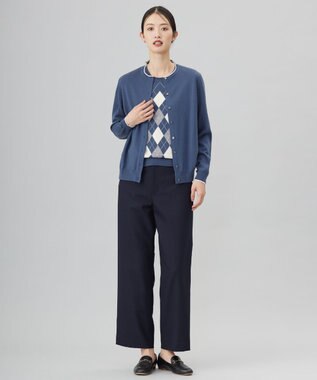 J.PRESS LADIES 【洗える】ANASTASIA milled セミワイド パンツ ネイビー系