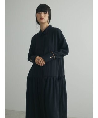 Green Parks armonia．配色シャツワンピース Black