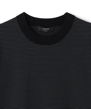JOSEPH HOMME 【新柄】リュクスレーヨンボーダー　クルーネック半袖ニット グレー系1