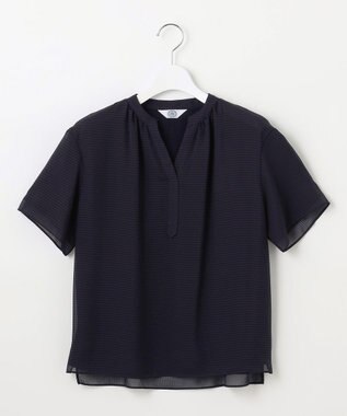 J.PRESS LADIES L 【速乾】サッカーチェック カットソー ネイビー系3