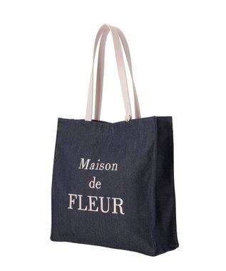 Maison de FLEUR デニムブランドロゴスクエアトートバッグ Indigo