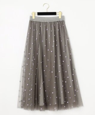 GRACE CONTINENTAL ブーツプリントチュールスカート グレー