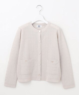 J.PRESS LADIES L 【洗える】WINDY ニット ジャケット ライトグレー系