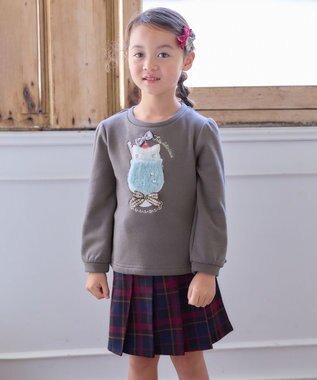 ANY KIDS 裏シャギー アップリケ トレーナー チャコール×クリームソーダ