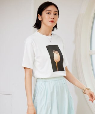 【カタログ掲載・洗える】PHOTO Tシャツ, オフ(フラワーフォト), 38