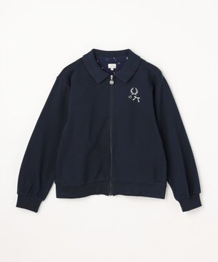 組曲 KIDS 【150-160㎝】ラウンドカラージップアップパーカー ネイビー