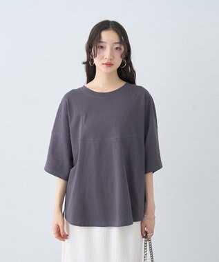 earth music&ecology ドルマンバックプリントＴｅｅ Charcoal Gray