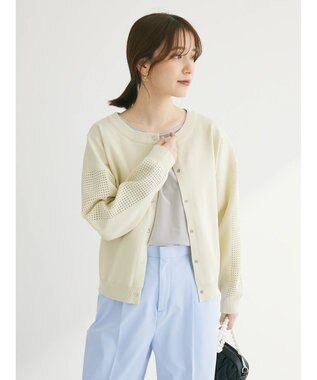 Green Parks ・ｆｕｒｒｙ　ｒａｔｅ　２ｗａｙかる~いニットカーデ Ivory