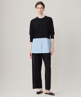 ICB 【洗える】シンセティックダブルフェイス  ニットトラックパンツ ブラック系