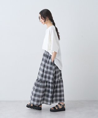 earth music&ecology ドルマンバックプリントＴｅｅ Off White