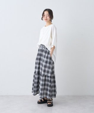 earth music&ecology ドルマンバックプリントＴｅｅ Off White