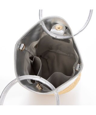 UNBILLION ペルケ perche / エステルメッシュ・牛革丸手2wayバケツバッグ シルバー