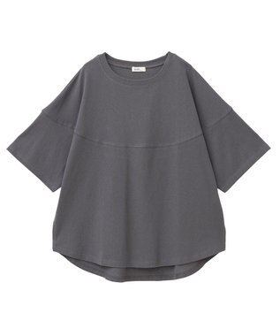 earth music&ecology ドルマンバックプリントＴｅｅ Charcoal Gray
