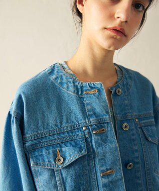 GRACE CONTINENTAL ノーカラーデニムジャケット インディゴ