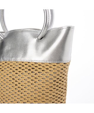 UNBILLION ペルケ perche / エステルメッシュ・牛革丸手2wayバケツバッグ シルバー