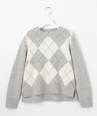 J.PRESS LADIES CASHBIT NEO アーガイル ニット ライトグレー系