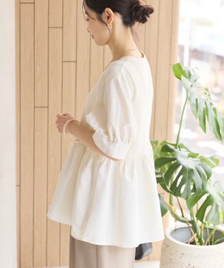 AMERICAN HOLIC 【先行予約】【WEB限定】異素材切替ペプラムプルオーバー Ivory